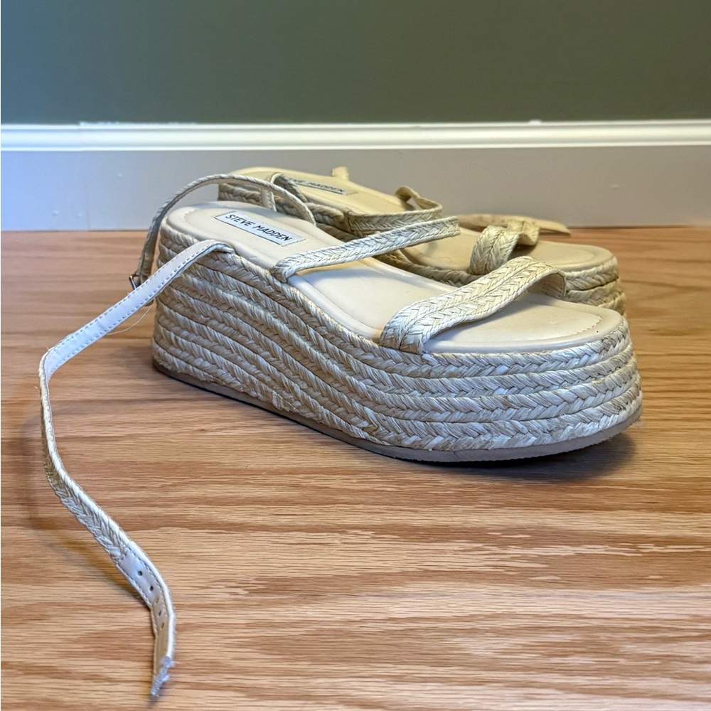 Steve Madden Beige Platform Espadrilles